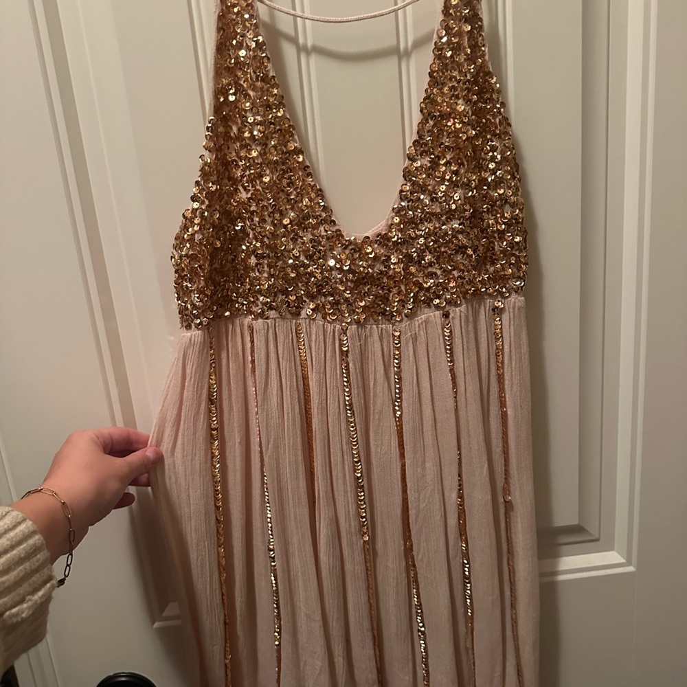 Free People Rose Gold Sequin Dress
